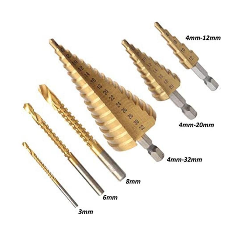 Drill Bit Set - 3 Sizes Step Drill Bit +