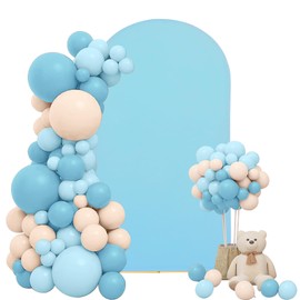 Wedding Arch Cover 7.2FT Baby Blue Spandex Fitted Arch Cover Round Top Stand Covers Double-Side Stretchy Chiara Cover Backdrop Cover for Wedding Banquet Birthday Party Ceremony Baby Shower Decoration