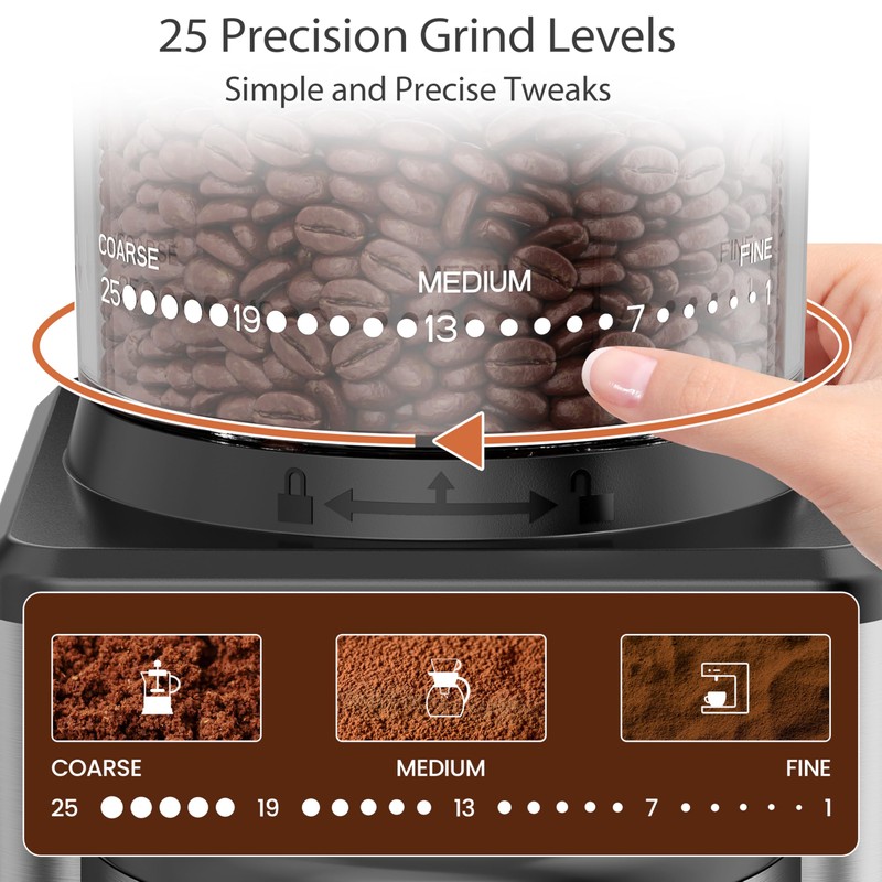 Electric Coffee Grinder, Suitable for Home Use, Features 25 Precise