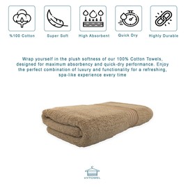 HYTOWEL - Premium Quality 100% Cotton Bath Towel Single | 700 GSM | Eco Friendly - Ultra-Soft | Quick Dry, Highly Absorbent Large Bath Towels for Elegant Shower, Spa Feel (Latte)