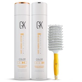 GK Hair Global Keratin Moisturizing Shampoo and Conditioner Color Protection and Vent Brush 2.5 Inches
