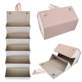 Tantisy Multiple Pairs Travel Sunglasses Case Hanging Sunglasses Organizer holder Storage 5 Slot Glasses Organizer Case (Pink)