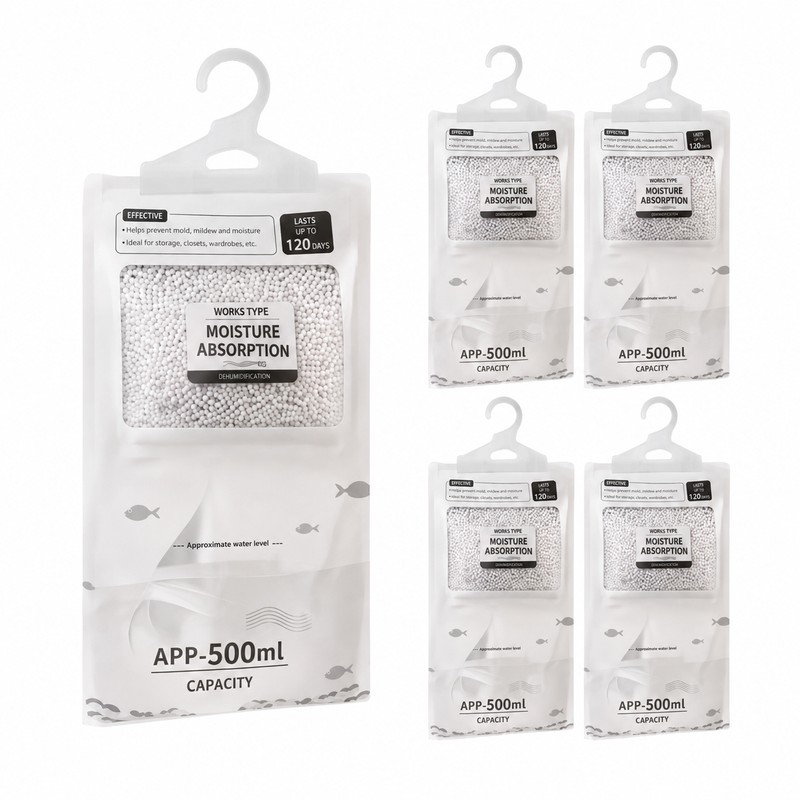 Hanging Moisture Absorber Bags for Closet Humidity Control – 5-Pack