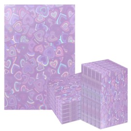 TRC-010 Card Sleeves, Hologram Heart Pattern, Purple, 2.4 x 3.6 inches (61 x 91 mm), Pack of 50, Purple, Large Capacity, K-POP Trading Cards, Photo Cards, Cheki, Pushing Activity, Trading Cards,