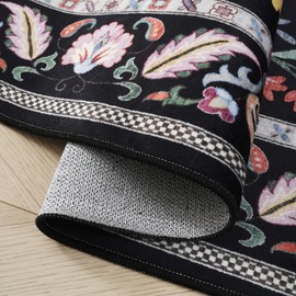 Entryway Rug 2x3 Rug Door Mat Indoor Entrance Washable Rug Small Non-Slip Low Pile Throw Rugs for Entryway, Kitchen, Front Door Indoor Entrance, Entry (Vibrant Black)