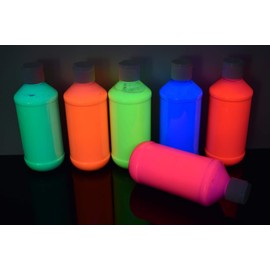 DirectGlow 8oz UV Blacklight Reactive Fluorescent Acrylic Paints (6 Color Assortment)