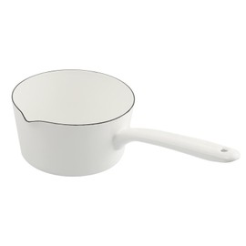 Enamel Milk Pan, 1.2L Enamel Saucepan, Mini Butter Warmer Pan with Pour Spout, Nonstick Milk Pot Enamel Melting Pot for Induction Electric Gas Stoves(white)