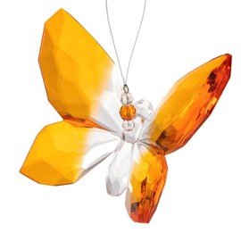 Ganz Crystal Expressions 5-inch Hanging Orange Butterfly Ornament, Luminous Amber and Coral Acrylic