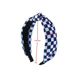 YOEMAYUNER Headbands for Women Checkered Headband Knotted Head Bands Women Non Slip Top Knot Headband,Cross Knot Headbands,3PCs (1PC, Blue, One size fits most)