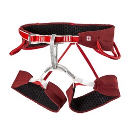Ocun FLIT Rock Climbing Harness | Lightweight, Breathable Half Body Safety Harness for Rappelling | 4 Gear Loops for Belaying | Adjustable Climbing Belt, WineMerlot, M
