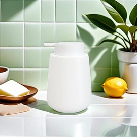 Foam Soap Dispenser, 12Oz White Ceramic Soap Dispenser, Foam Soap Dispenser for Bathroom and Kitchen Sink, Reusable Hand Soap Dispense