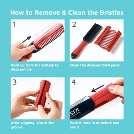 KISS COLORS & CARE KISS Colors&Care 9 Row Non-Slip Detangling Hair Brush,Removable Cushion For Easy Cleaning,Slip-Proof Handle For Sturdy Grip,Detangles Seamlessly Without Pulling Hair,Suitable for All Hair Types