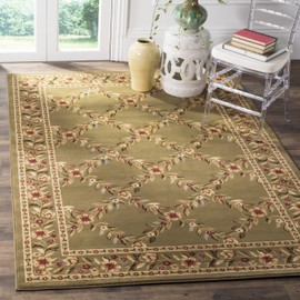 SAFAVIEH Lyndhurst Collection LNH557 Traditional Floral Trellis Non-Shedding Living Room Bedroom Accent Area Rug, 4' x 6', Green / Green