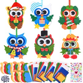Bolsome 24 Sets Christmas Craft Kits for Kids Make Your Own Owl Foam Stickers DIY Christmas Owl Ornaments Decorations Craft Projects for Winter Holidays for School Classroom Activities Favors