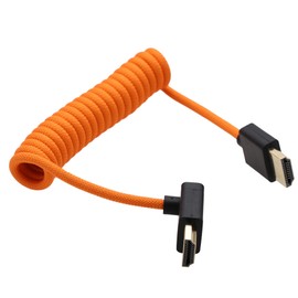 HangTon UP Angle HDMI, 8K 4K Cable for Sony FX30 FX6 A9III A1 A7R5 A7IV, Lumix G9 GH5M2, Nikon Z6III, Canon C80 R5 Mark II, FEELWORLD, Portkeys LH7P LH5H, ATOMOS Ninja V, Orange Braided