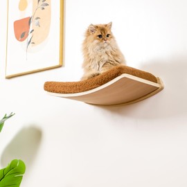 COOLEX Cat Wall Shelves,Wall Mounted Cat Wall Furniture,Curved Cat Shelves and Perches for Wall,Floating Cat Wall Bed Cat Shelf with Comfortable Cat Cushion