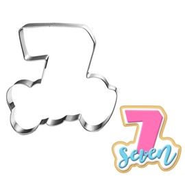 LUBTOSMN Large Number Seven Cookie Cutter with Word-4 Inch-Diswasher Safe-#7 Fondant Cookie Cutter Shape