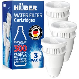 Huber Replacement Brita Water Filter for Pitchers & Dispensers, German Made, 6 Months Supply of BPA-Free Water Filters, Technology for Superior Filtration & Taste, Compatible with Brita, 3-Pack