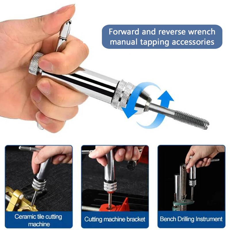 Gasea 2Pcs Adjustable T-Handle Ratchet Tap Wrench Set for M3-M8