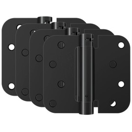 HOSOM Self Closing Door Hinges 4 Inch Spring Loaded Hinges Soft Close Door Hinges Matte Black with 5/8'' Radius Corners Adjustable Tension, UL Listed, 4 Pack