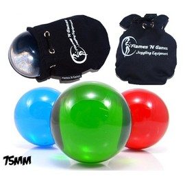 Juggle Dream Coloured Acrylic Contact Juggling Balls - 75mm & Protecitve Fleece Lined Pouch/Travel bag!-BLUE