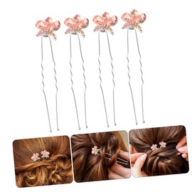 Outanaya 4pcs Wedding Bride Hairpin Rhinestone Butterfly Hairpins u Shape Hair Accessories for Girls