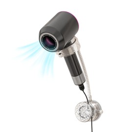 Eastrpupira Hair Dryer Stand Hands Free Wall, Hands-Free Hair Dryer Holder Wall Mounted With 360 Adjustable Hose, No-Drill, for Light Weight (Less Than 1lb), for Vanity, Wigs, Pet Grooming (White)