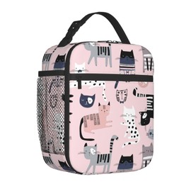LWDZLHD Cat Lunch Bag Insulated Lunch Box for Boys Girls Portable Reusable Leakproof Cooler Teen Tote Lunchbox for Picnic Travel Camping Outdoor