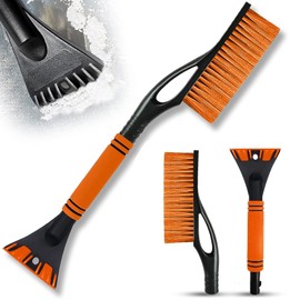 Tuofang Ice Scraper Car with Broom 2-in-1 Removable Ice Scraper, Snow Car Broom with Non-Slip Foam Handle for Car, Truck and SUV Windscreen, Home Window (67 cm) (Orange)