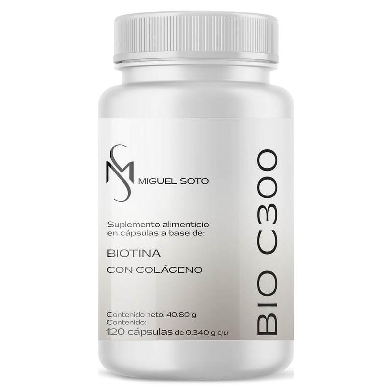 Miguel Soto BIO C300 Biotina con Colágeno, 120 Cápsulas, Fórmula