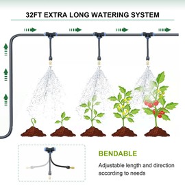 10 ×7×7 Large Walk-in Greenhouse for Outdoors, Greenhouse with Watering System 32FT Water Hose, 6 Screen Windows and 1 Door with Mesh Screen, Green House Irrigation Watering Kit