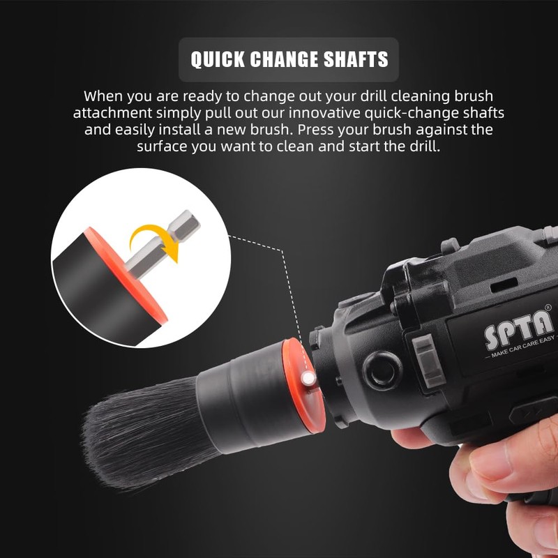 SPTA 5Pcs Car Detail Drill Brush Attachment Head Set for