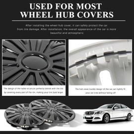 DREAMIZER 16" Hubcaps Wheel Covers Upgraded Version Black Universal Wheel Rim Cover Hubcaps 16 Inch Replacement Snap on Hub Cap Compatible with Toyota Corolla Honda Mazda and Most Cars-Set of 4