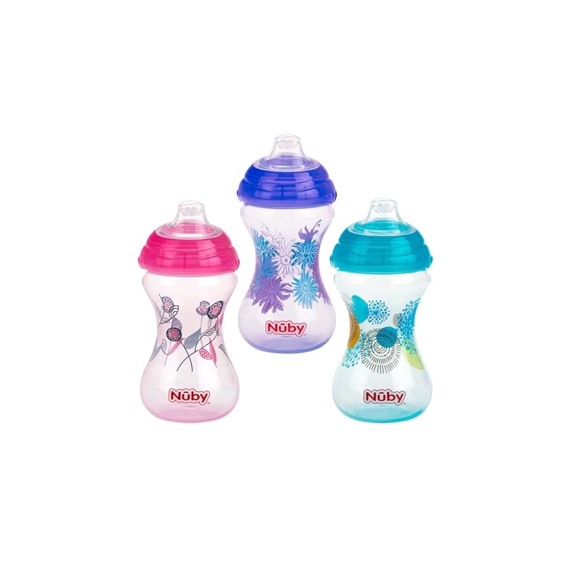 Nuby 3pk No derrame, "Pinpoint" boquilla suave Clik-It, 10 onzas,