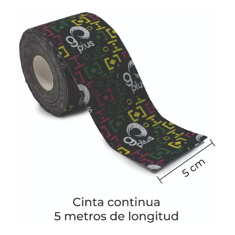 Paquete De 6 Cintas Kinesiológicas Negras Diseño Go Plus 5m