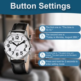 Hearkent Talking Watch for Men with Large Numbers, Wrist Watch for Elderly, Clear Loud English Voice for Blind, Seniors,Visually Impaired, Easy to Read (Black)