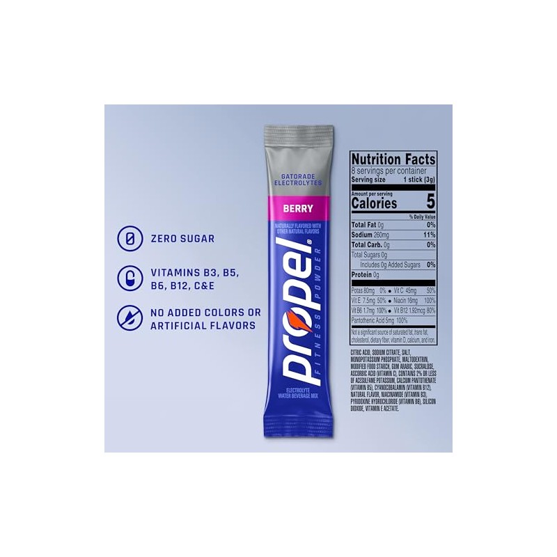 Propel Electrolyte Powder Drink Mix, Berry - Zero Sugar Hydration