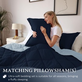 downluxe California King Comforter Set - Blue and Sapphire Cal King Comforter Set, Soft Bedding Sets for All Seasons - 3 Pieces - 1 Comforter (104"x96") and 2 Pillow Shams(20"x36")