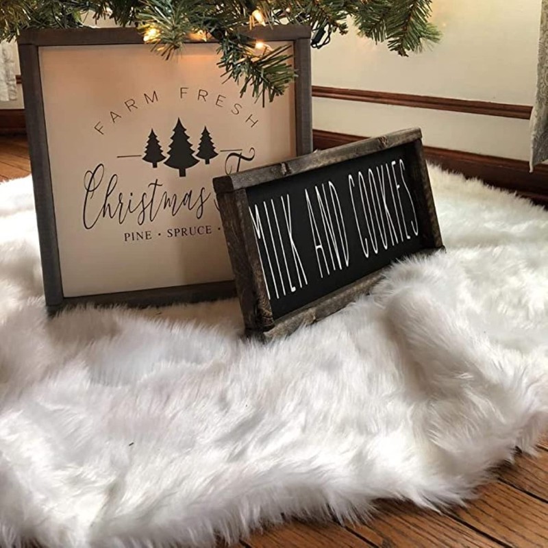 DERAYEE 92 cm Christmas Tree Blanket, White Christmas Tree Blanket,