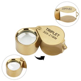 Rongon 30X Mini Folding Magnifier Jeweler Eye Loupe Jewelry Portable Magnifying Glass Pocket Handheld Tools for Watch Making, Jewelers, Stamp Collectors, Antiques (30X-21MM)