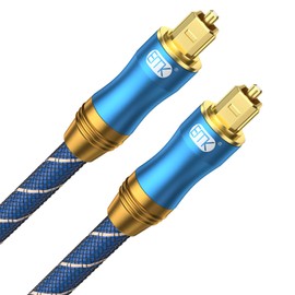 EMK Optisches Audiokabel, Audiokabel Digitales Toslink-Optisches Kabel S/PDIF Toslink[OPTISCH] Anschlüsse Kompatibel mit Fernseher, Soundbar (1,2M, 24K vergoldet optisch, Blau)