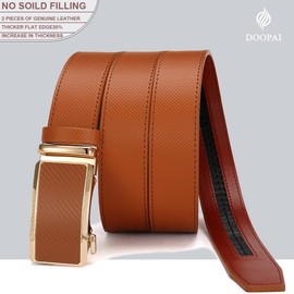 DOOPAI - Juego de cinturón de piel de carraca para hombre, paquete de 2 cinturones deslizantes ajustables para regalo, vestido casual de 1 3/8 pulgadas, corte para ajuste, Paquete de 2 cinturones