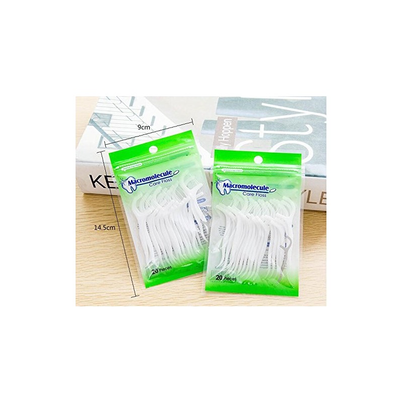VNDEFUL 100Pcs(5 Packets ) White Dental Floss Picks Toothpicks Stick
