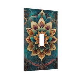 HLCoChT Decorative Art Light Switch Covers Enchanted Mandala Lotus Single Toggle Wall Plate Decorative Switchcover Electrical Switchplate
