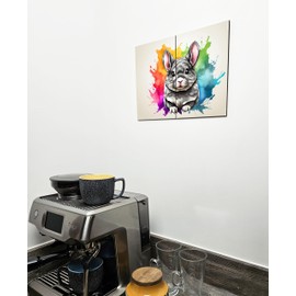 The Plum Penguin Chinchillas Watercolor Style Wooden Wall Art, Dual A4 MDF Home Decor