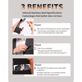 Business Card Holder, Metal Case Pocket, Holder for Women & Men, Professional PU Leather Holders RFID Blocking Name with Magnetic Clasp, Black Carbon