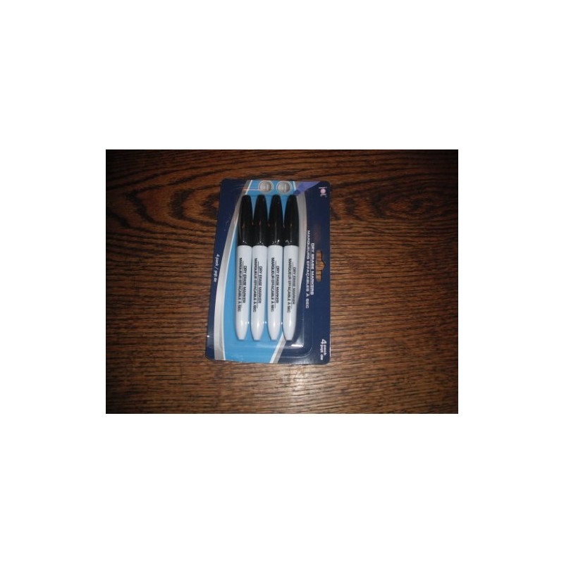 JOT Dry Erase Markers, black ink, chiselled tip, 4 pack