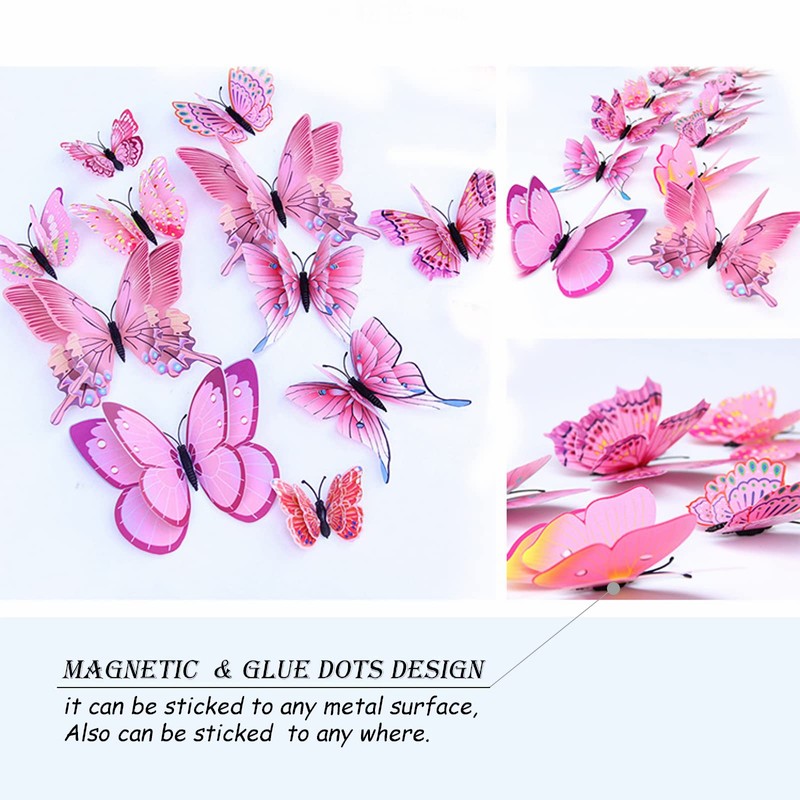 OPSEAM Butterfly Wall Decor 24/48 PCS, 3D Butterflies Stickers for