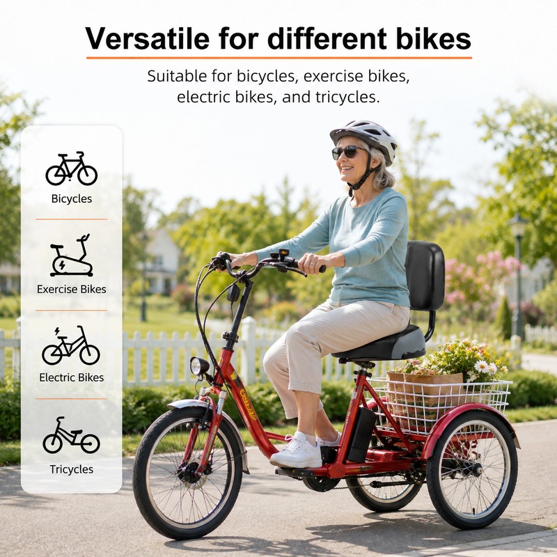 Wide Bike Seat with Adjustable Backrest for Comfortable Riding –