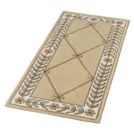 Fleurette Traditional Runner Rug | 2 feet 3 inches x 5 feet | Antique Classic Gold | Elegant Hand-tufted & Handcarved Pure Wool Rectangle Runner Rug with Classic Diamond Latticework, Florals & Leaves